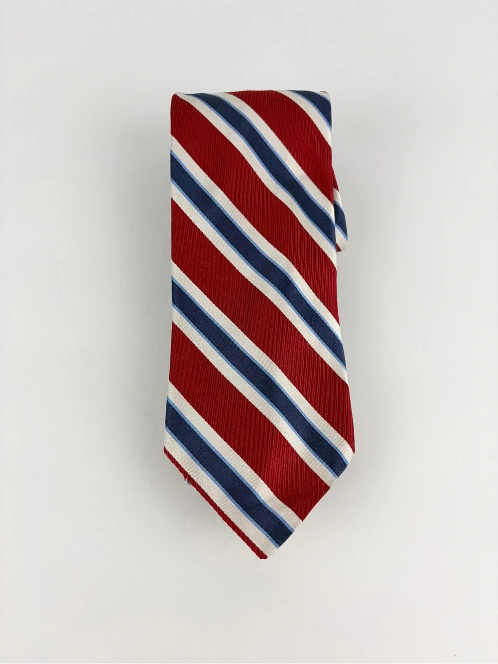 Tommy Hilfiger Silk Red White Navy Blue Striped Neck Tie